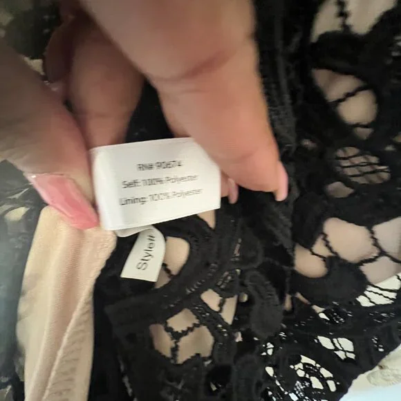 Boston Proper Crochet Black/Cream Strapless Dress Size 18 - Picture 4 of 4